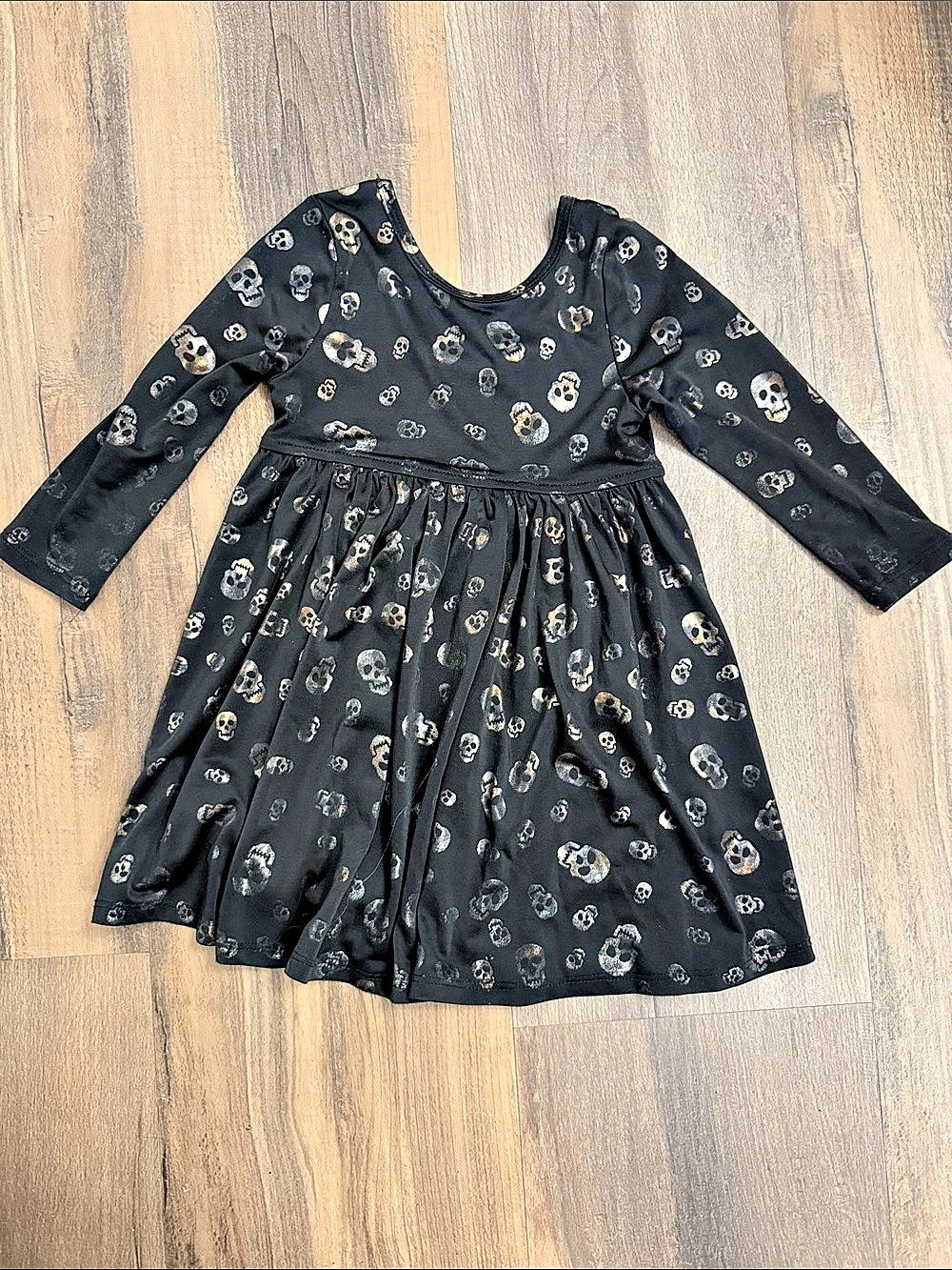 Pink Chicken Steph Long Sleeve Dress with Skulls 2T